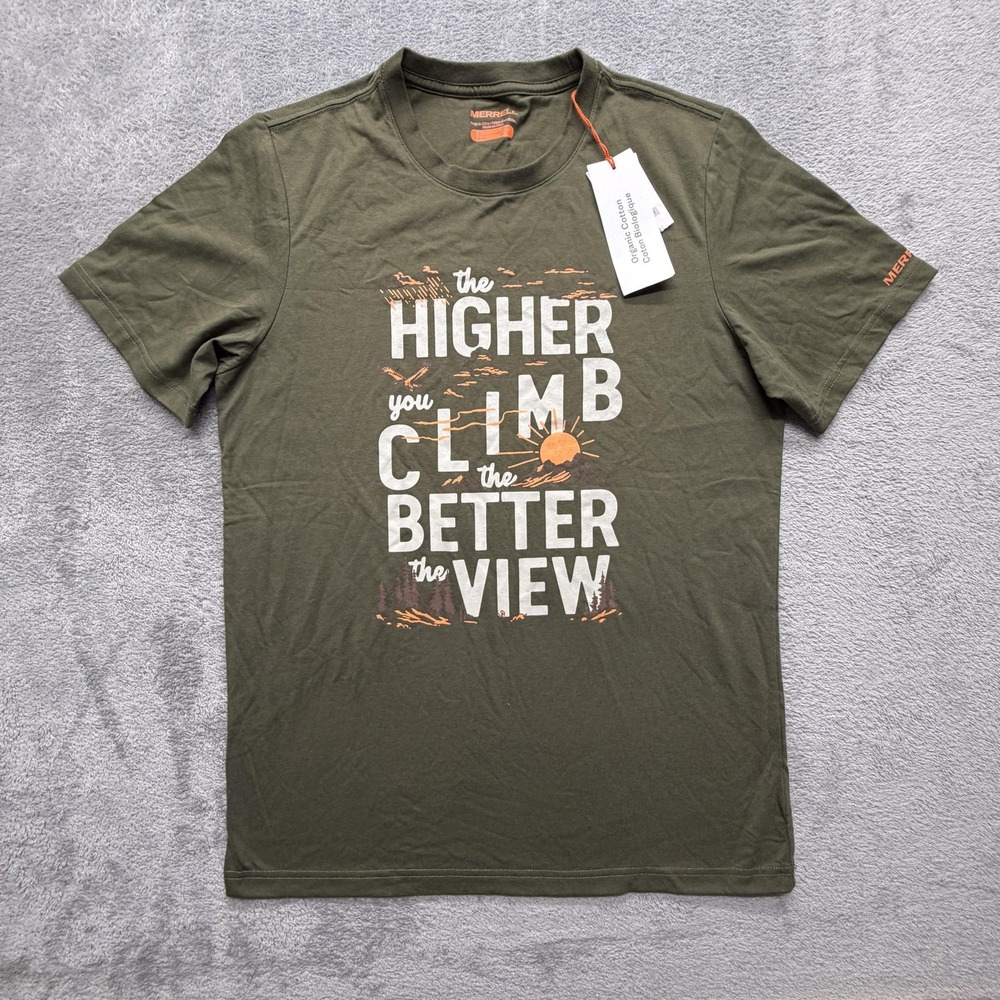 Merrell Shirt Mens Small Green‎ Higher You Climb Graphic Hiking Outdoor Tee